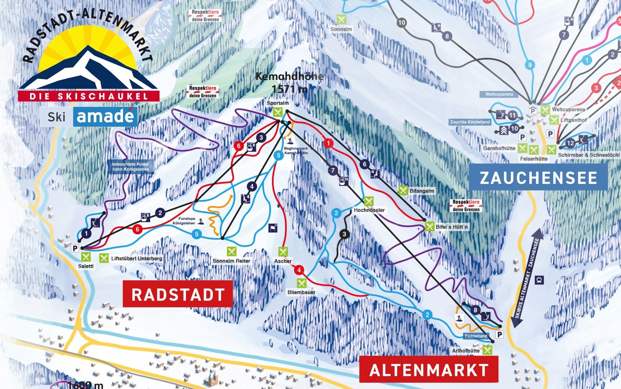 Pistekaart Flachau Wintersport Dorp Met 244km Piste In Oostenrijk pistekaart-flachau-wintersport-dorp-met-244km-piste-in-oostenrijk